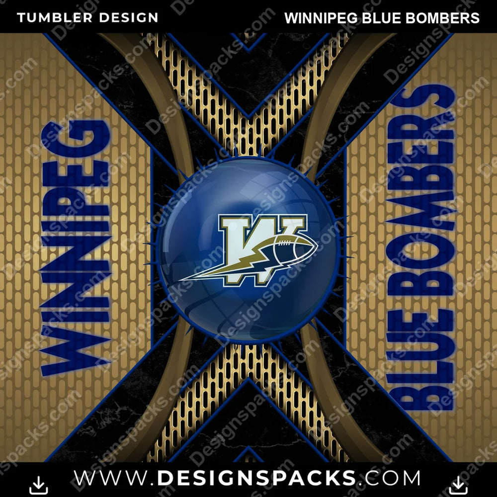 Canada Football Metal Grating Winnipeg Blue Bombers CFL Canada Tumbler Digital Wrap Design Download