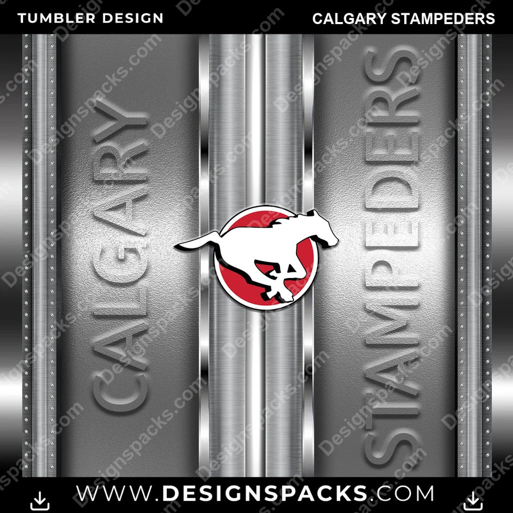 Canada Football Metallic Calgary Stampeders CFL Canada Tumbler Digital Wrap Design Download
