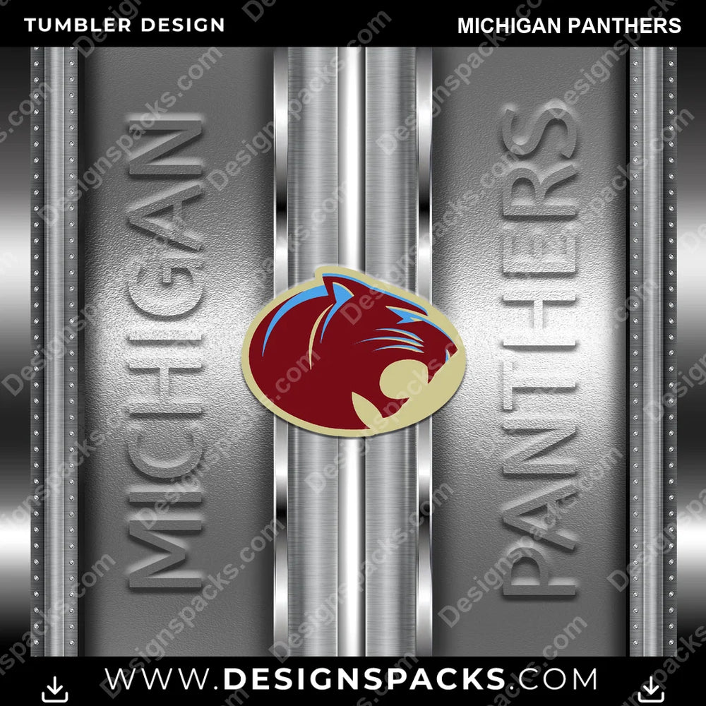 Canada Football Metallic Michigan Panthers CFL Canada Tumbler Digital Wrap Design Download