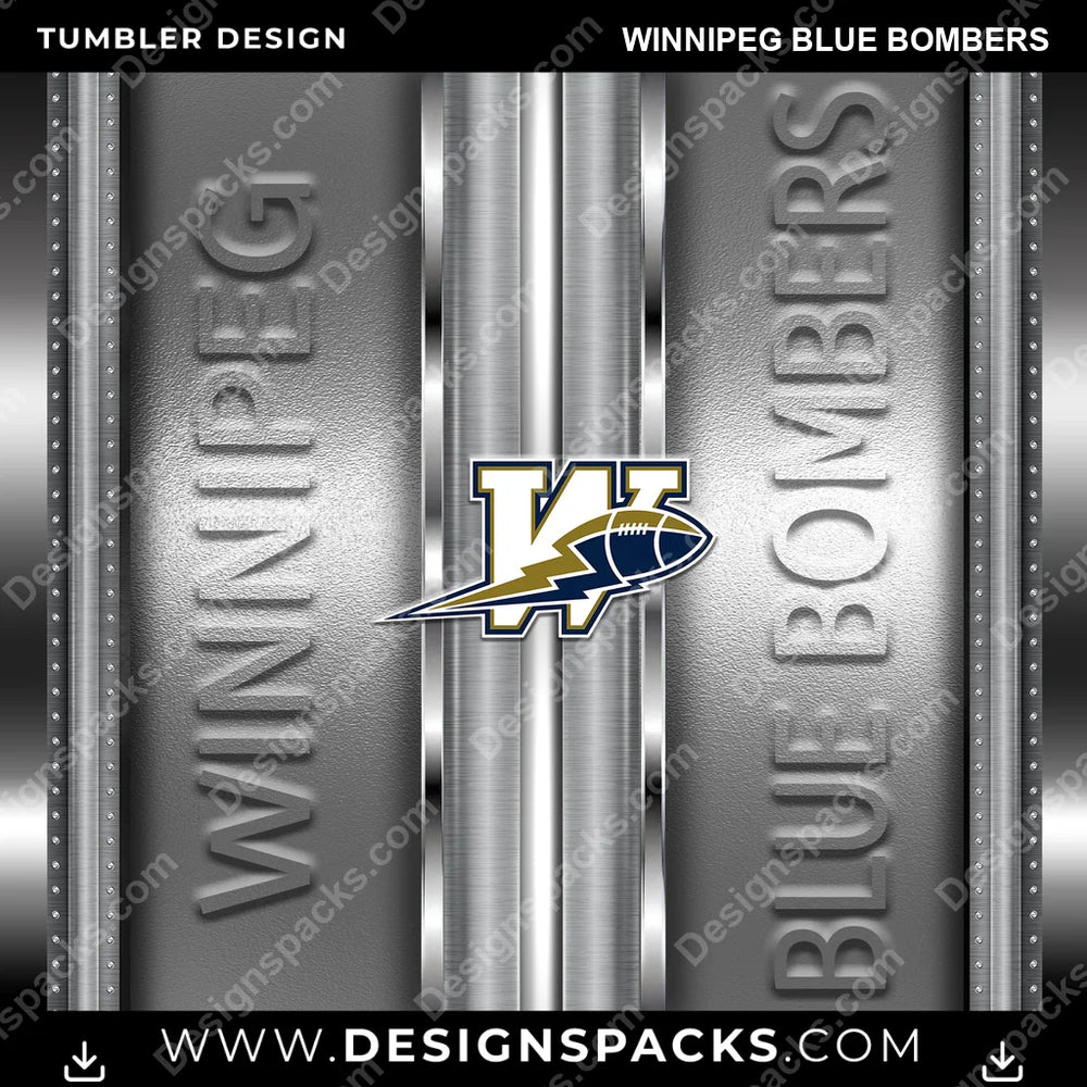 Canada Football Metallic Winnipeg Blue Bombers CFL Canada Tumbler Digital Wrap Design Download