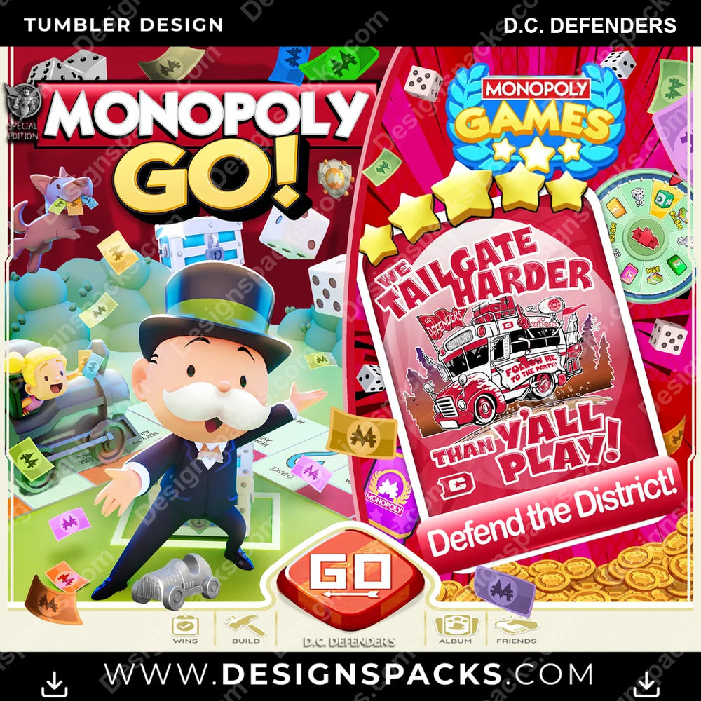 Canada Football Monopoly Go! D.C. Defenders CFL Canada Tumbler Digital Wrap Design Download