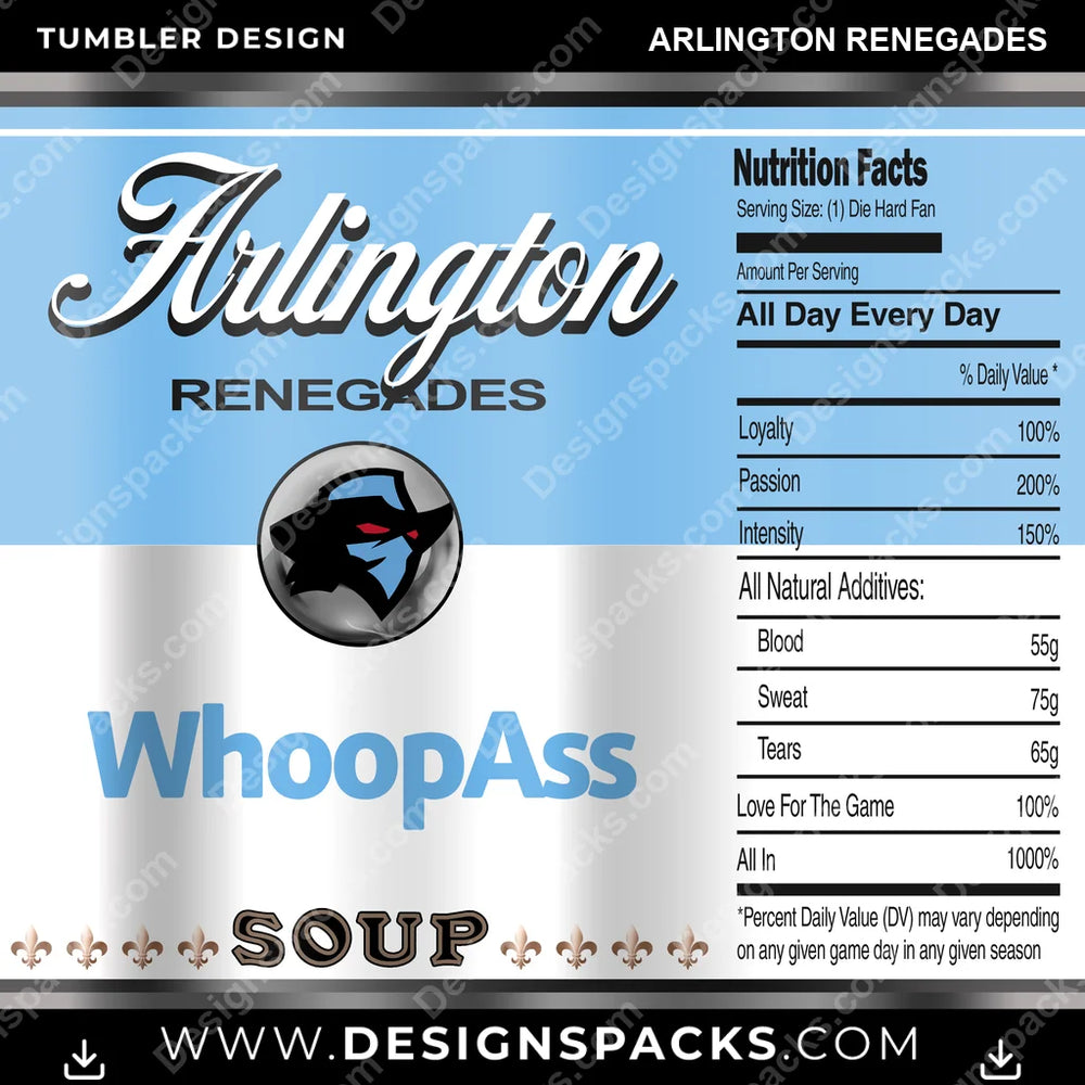 Canada Football Soup Can Arlington Renegades CFL Canada Tumbler Digital Wrap Design Download