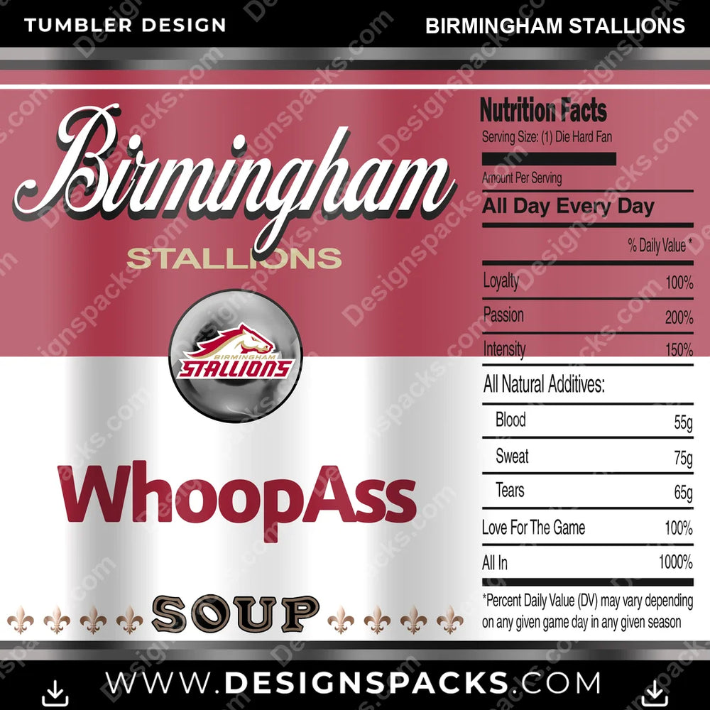 Canada Football Soup Can Birmingham Stallions CFL Canada Tumbler Digital Wrap Design Download