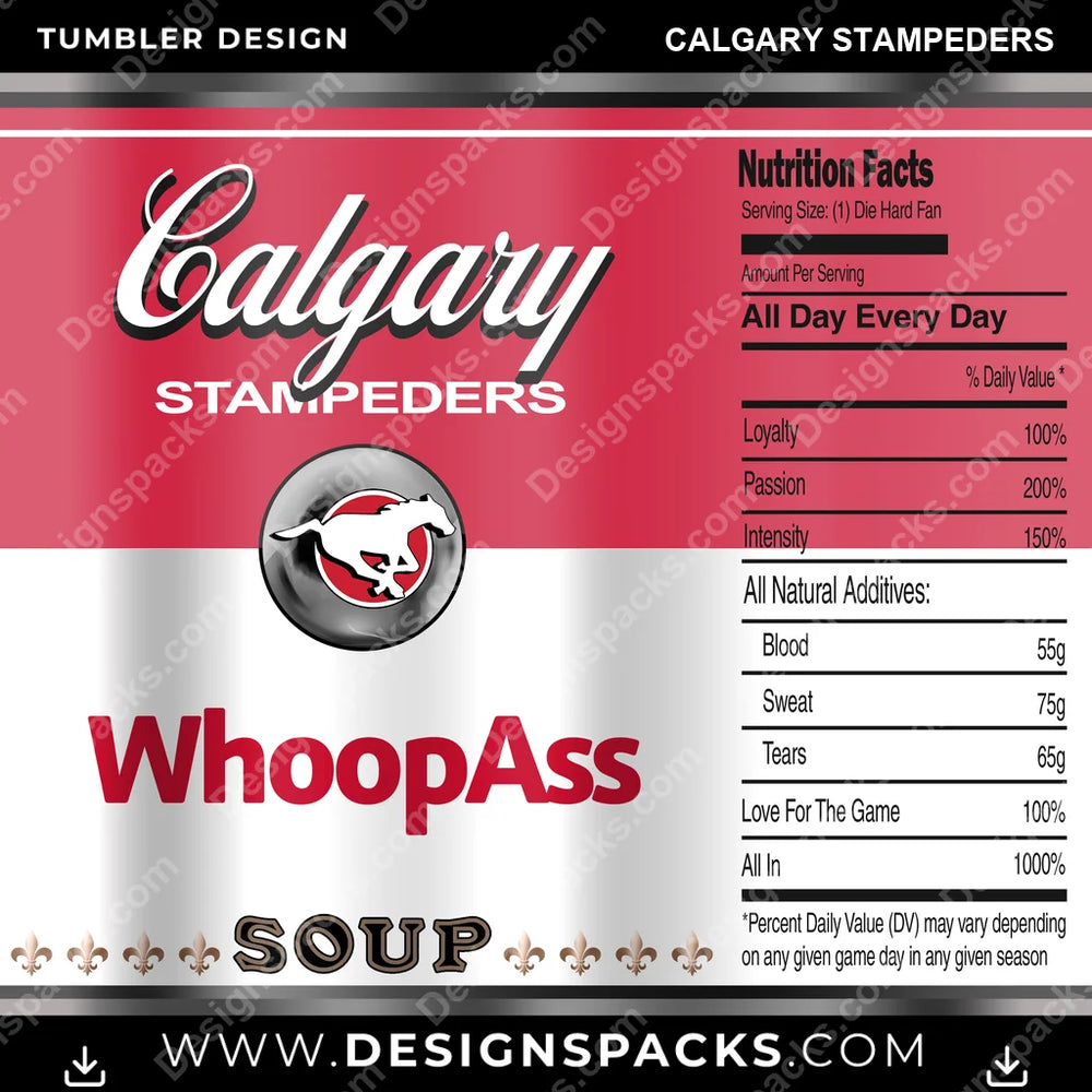 Canada Football Soup Can Calgary Stampeders CFL Canada Tumbler Digital Wrap Design Download