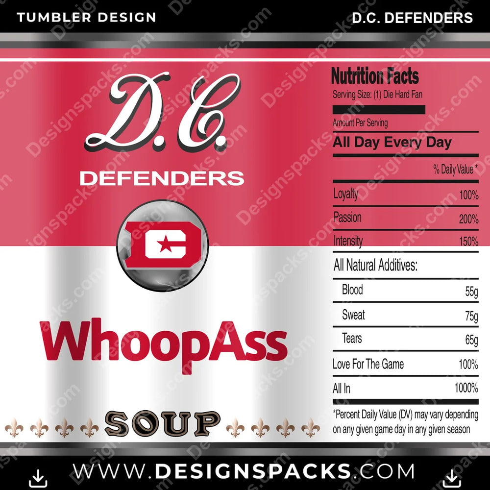 Canada Football Soup Can D.C. Defenders CFL Canada Tumbler Digital Wrap Design Download