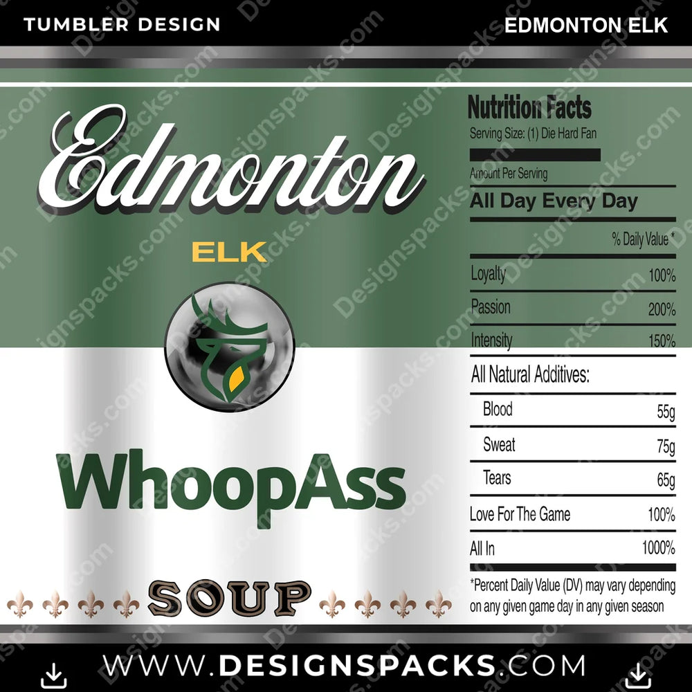 Canada Football Soup Can Edmonton Elk CFL Canada Tumbler Digital Wrap Design Download