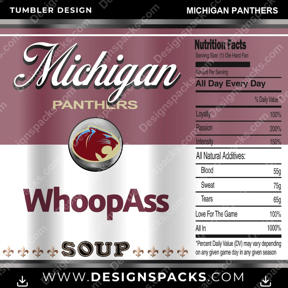 Canada Football Soup Can Michigan Panthers CFL Canada Tumbler Digital Wrap Design Download