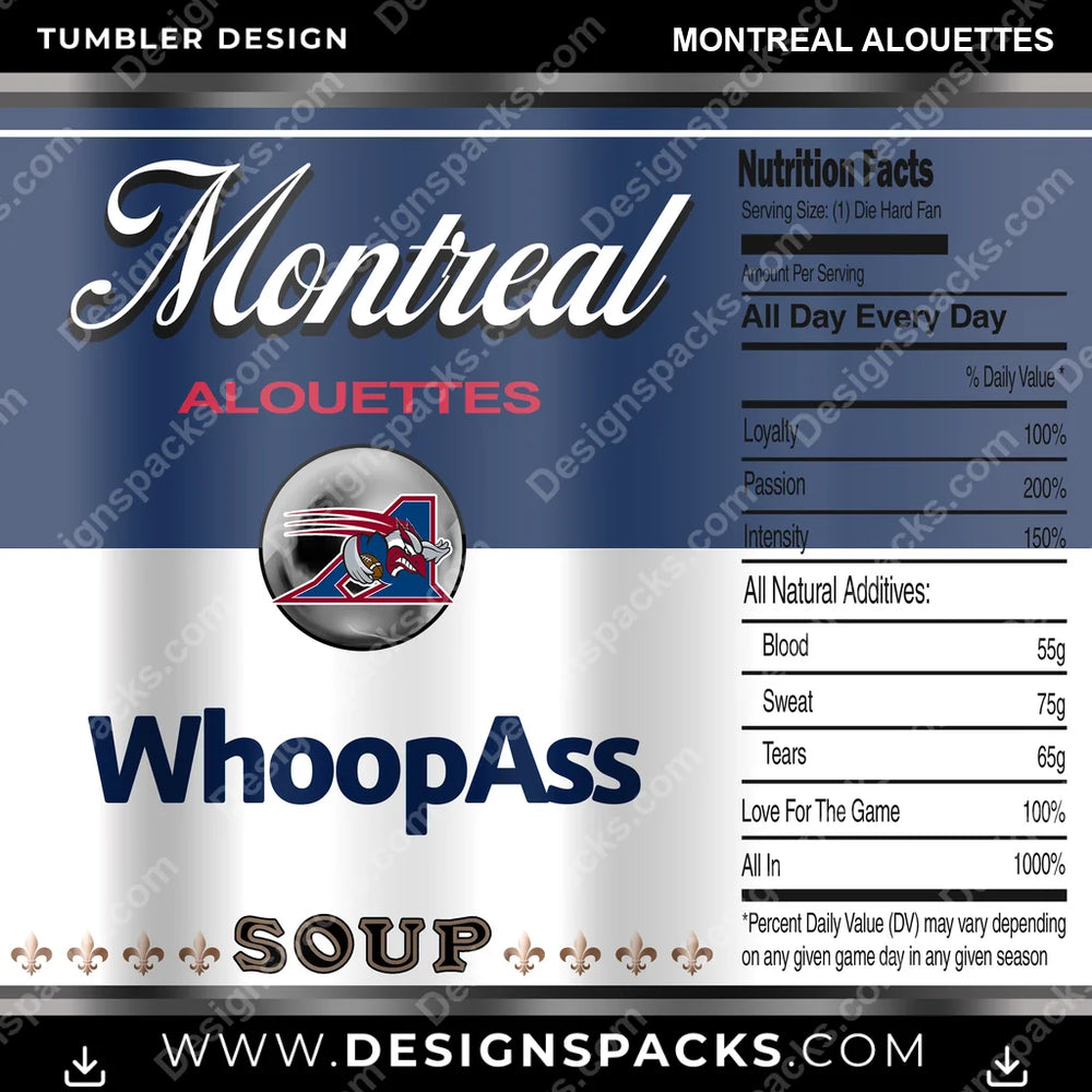 Canada Football Soup Can Montreal Alouettes CFL Canada Tumbler Digital Wrap Design Download