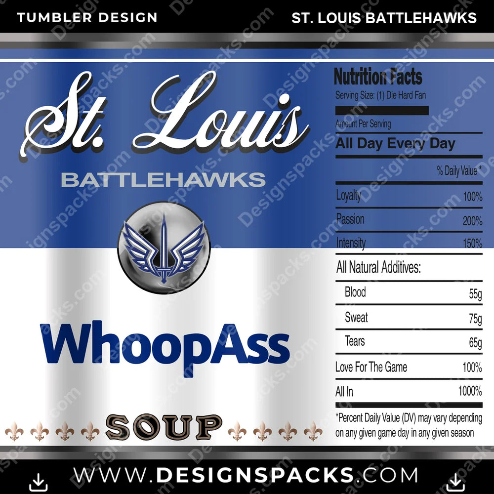 Canada Football Soup Can St. Louis Battlehawks CFL Canada Tumbler Digital Wrap Design Download