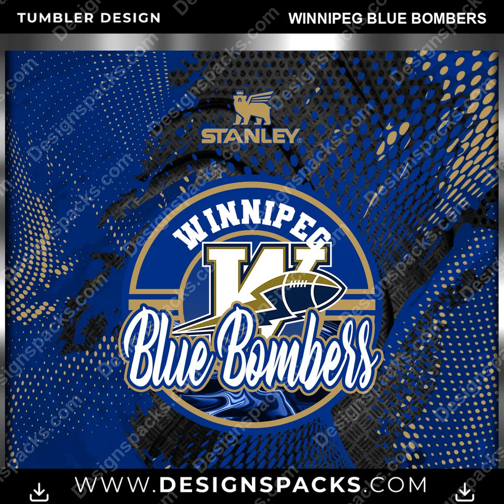 Canada Football Stanley Winnipeg Blue Bombers CFL Canada Tumbler Digital Wrap Design Download