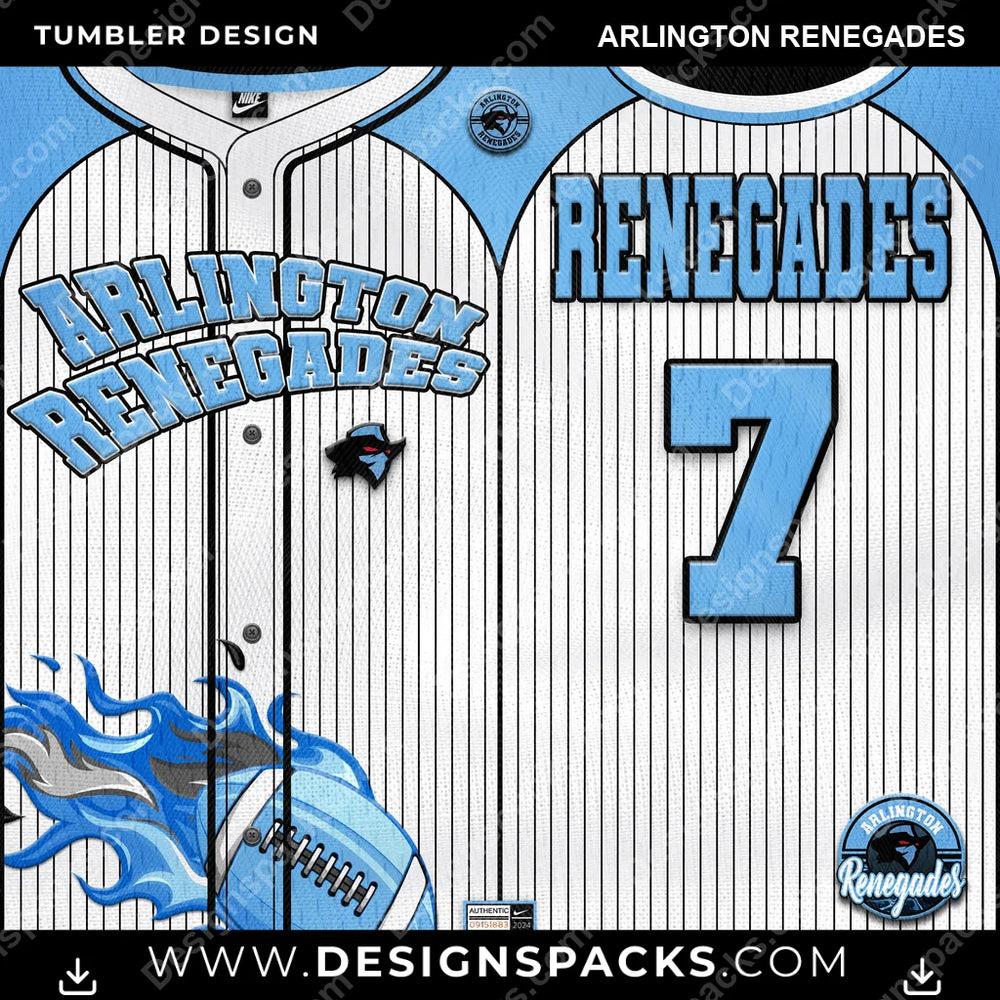 Canada Football Team Button-Up Jersey Arlington Renegades CFL Canada Tumbler Digital Wrap Design Download