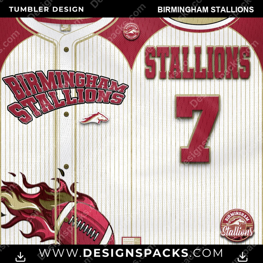 Canada Football Team Button-Up Jersey Birmingham Stallions CFL Canada Tumbler Digital Wrap Design Download