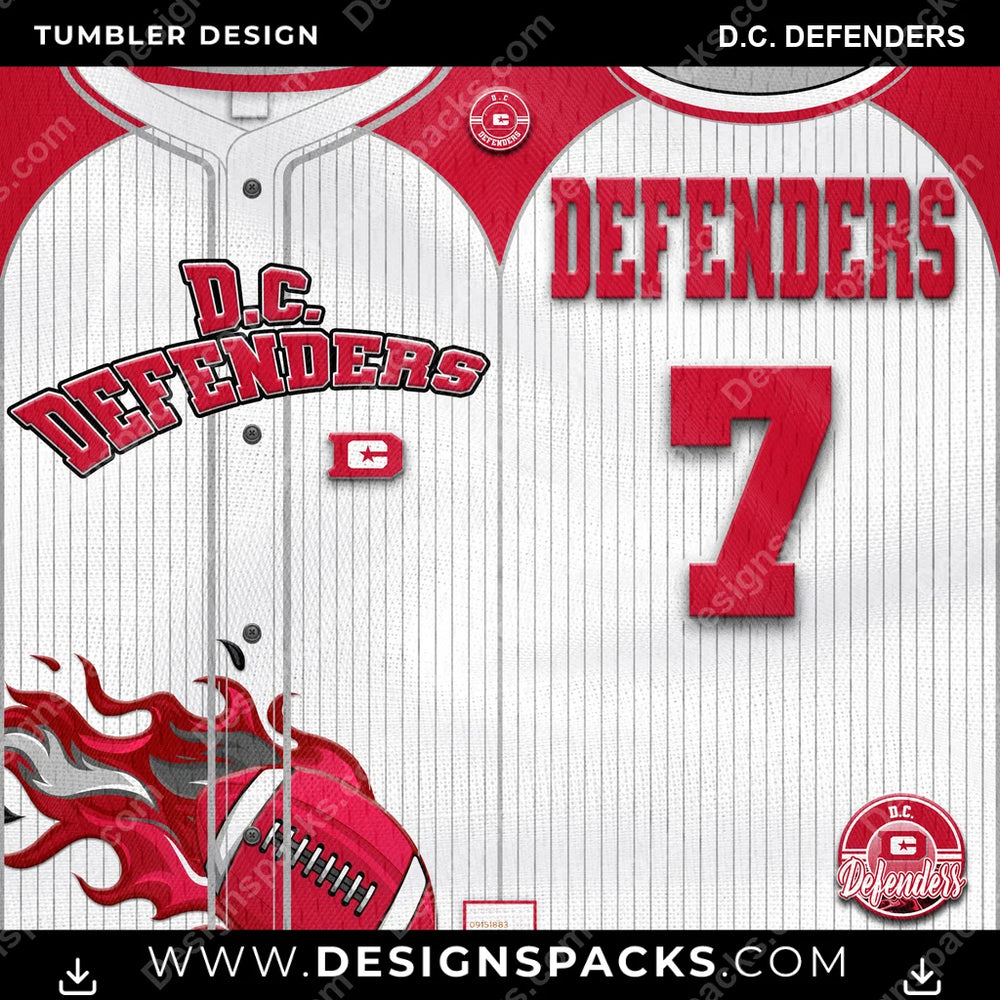 Canada Football Team Button-Up Jersey D.C. Defenders CFL Canada Tumbler Digital Wrap Design Download