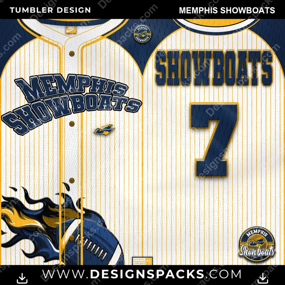 Canada Football Team Button-Up Jersey Memphis Showboats CFL Canada Tumbler Digital Wrap Design Download