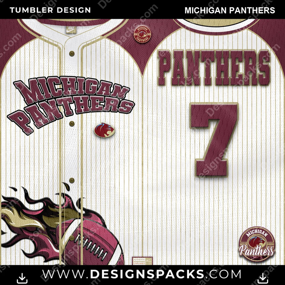 Canada Football Team Button-Up Jersey Michigan Panthers CFL Canada Tumbler Digital Wrap Design Download