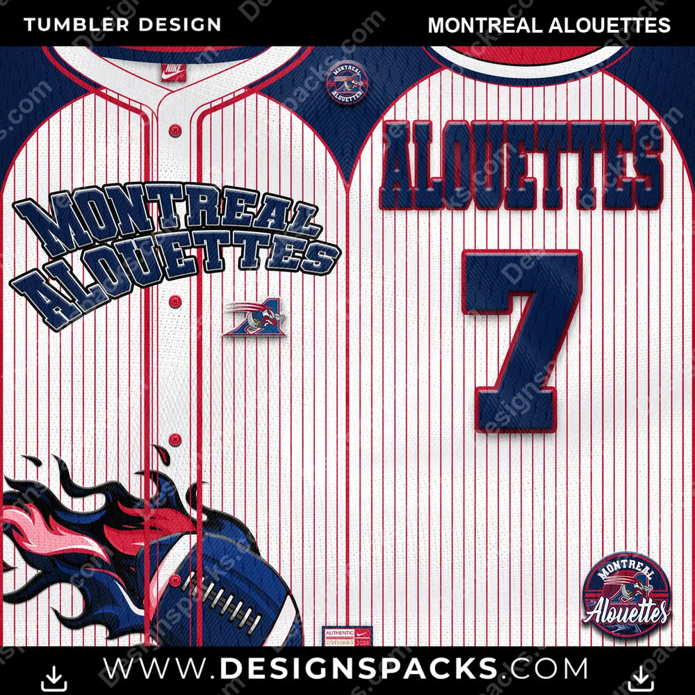 Canada Football Team Button-Up Jersey Montreal Alouettes CFL Canada Tumbler Digital Wrap Design Download