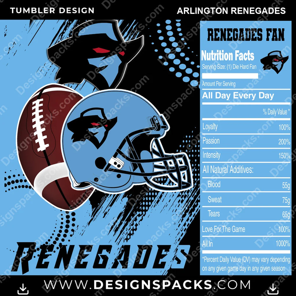 Canada Football Team Fan Arlington Renegades CFL Canada Tumbler Digital Wrap Design Download