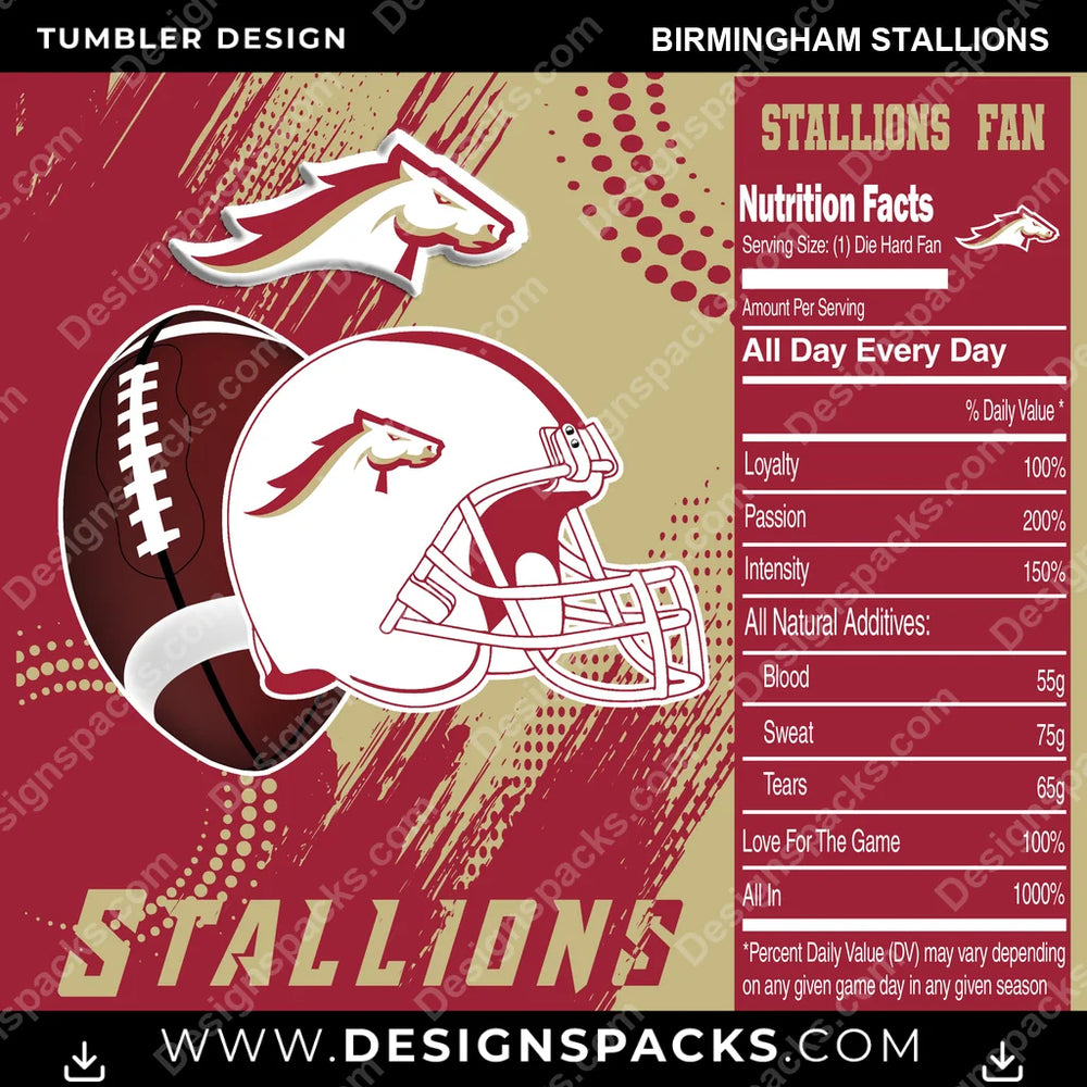 Canada Football Team Fan Birmingham Stallions CFL Canada Tumbler Digital Wrap Design Download