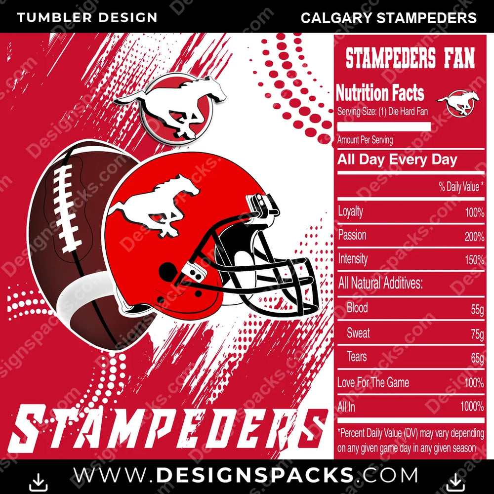 Canada Football Team Fan Calgary Stampeders CFL Canada Tumbler Digital Wrap Design Download