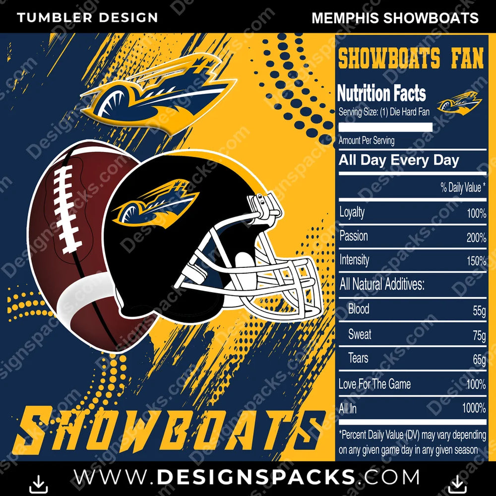 Canada Football Team Fan Memphis Showboats CFL Canada Tumbler Digital Wrap Design Download