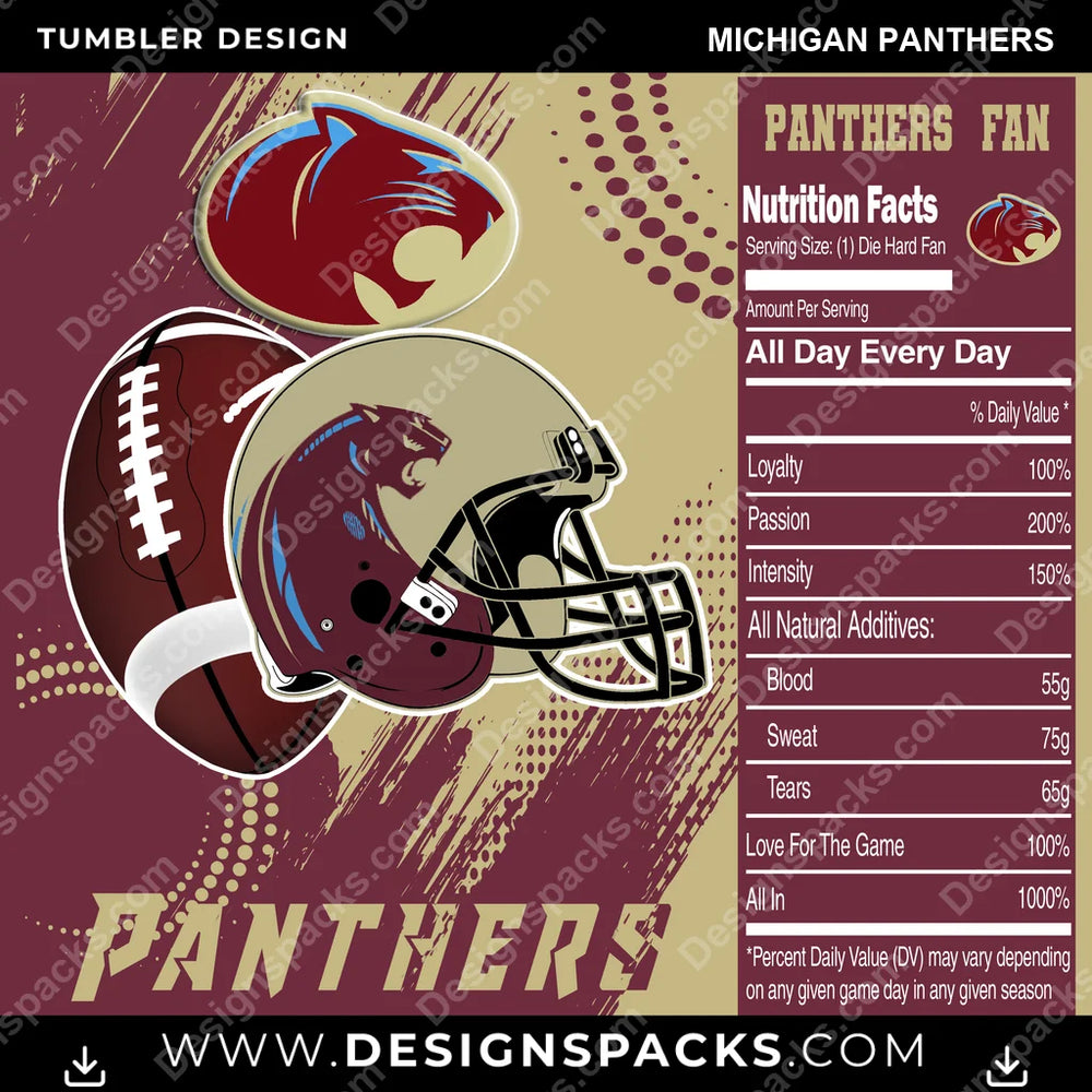 Canada Football Team Fan Michigan Panthers CFL Canada Tumbler Digital Wrap Design Download