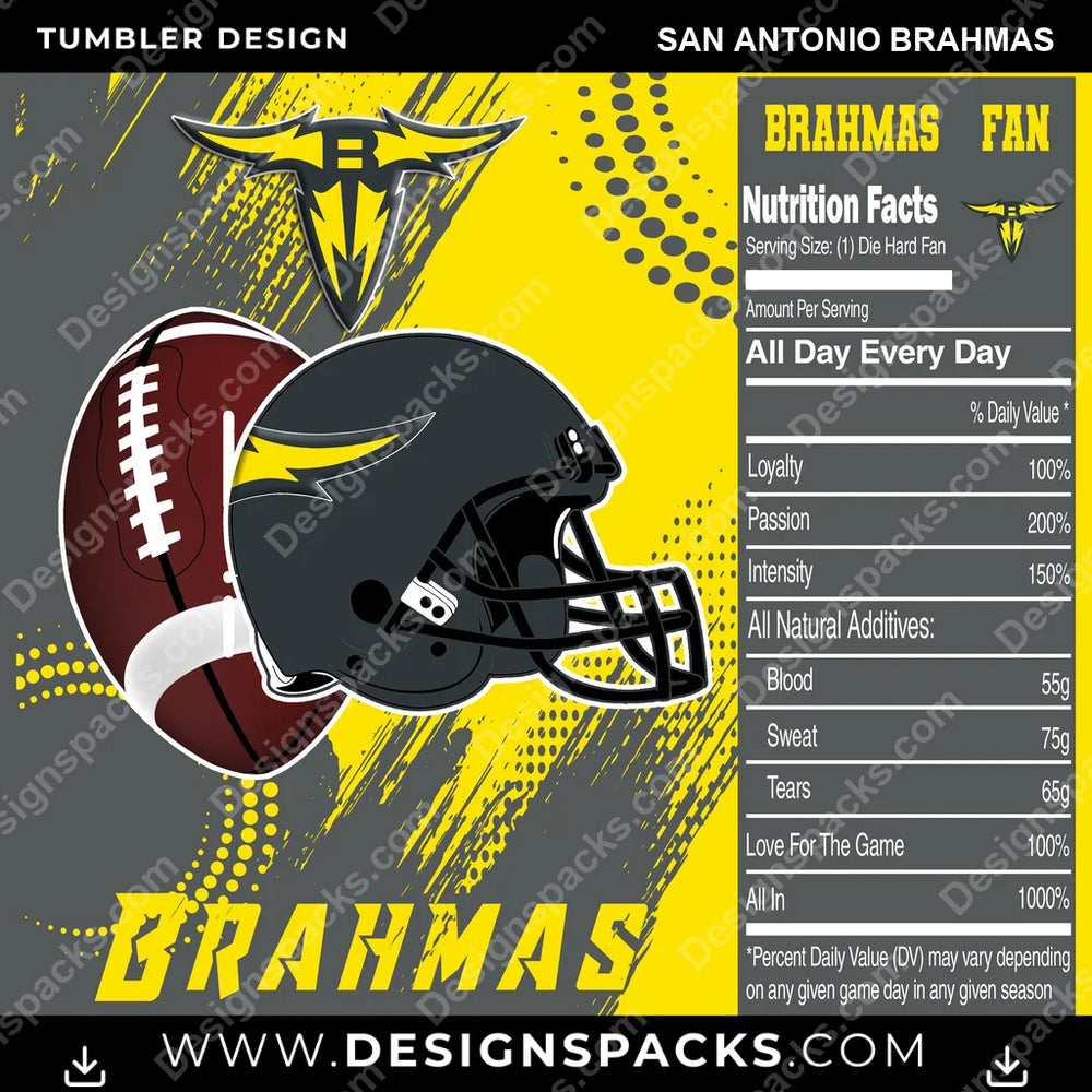 Canada Football Team Fan San Antonio Brahmas CFL Canada Tumbler Digital Wrap Design Download