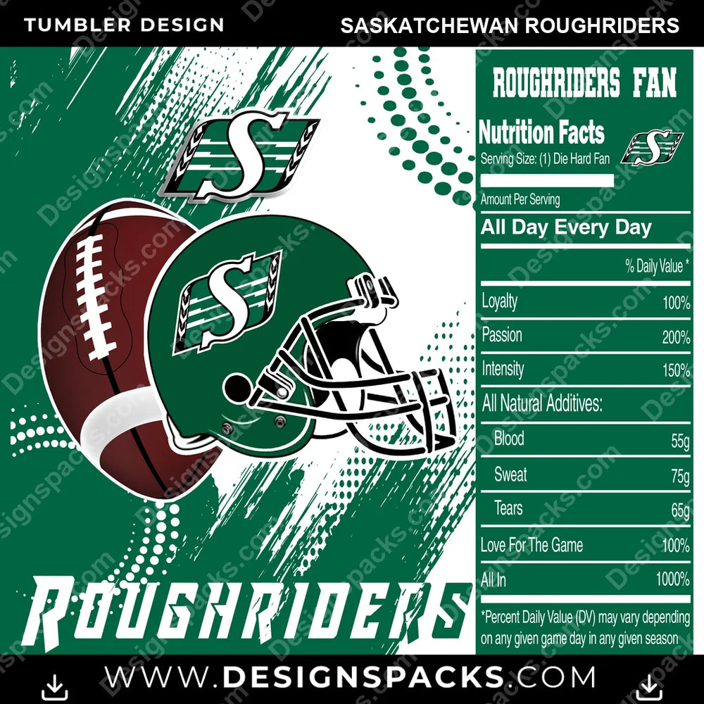 Canada Football Team Fan Saskatchewan Roughriders CFL Canada Tumbler Digital Wrap Design Download