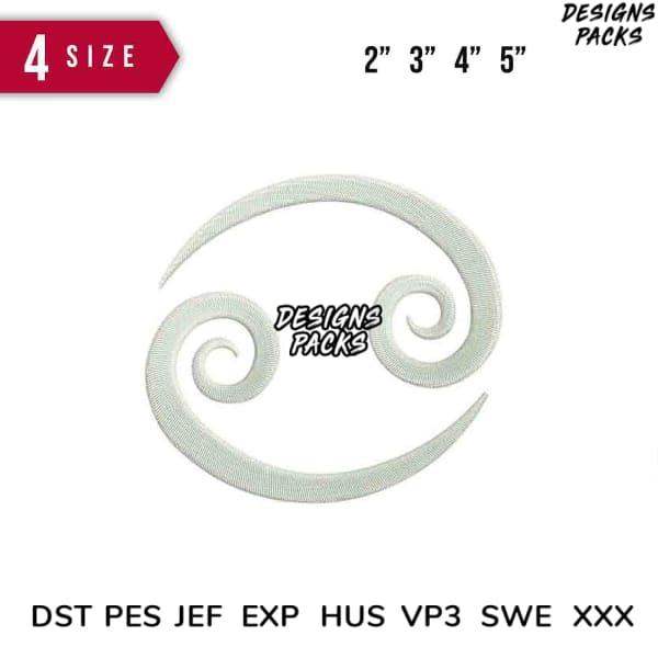 Embroidery design with swirl pattern in 4 sizes, compatible with DST PES JEF formats