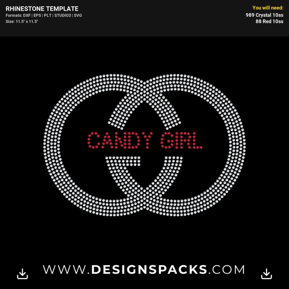 Candy Girl Cg Rhinestone Digital Template