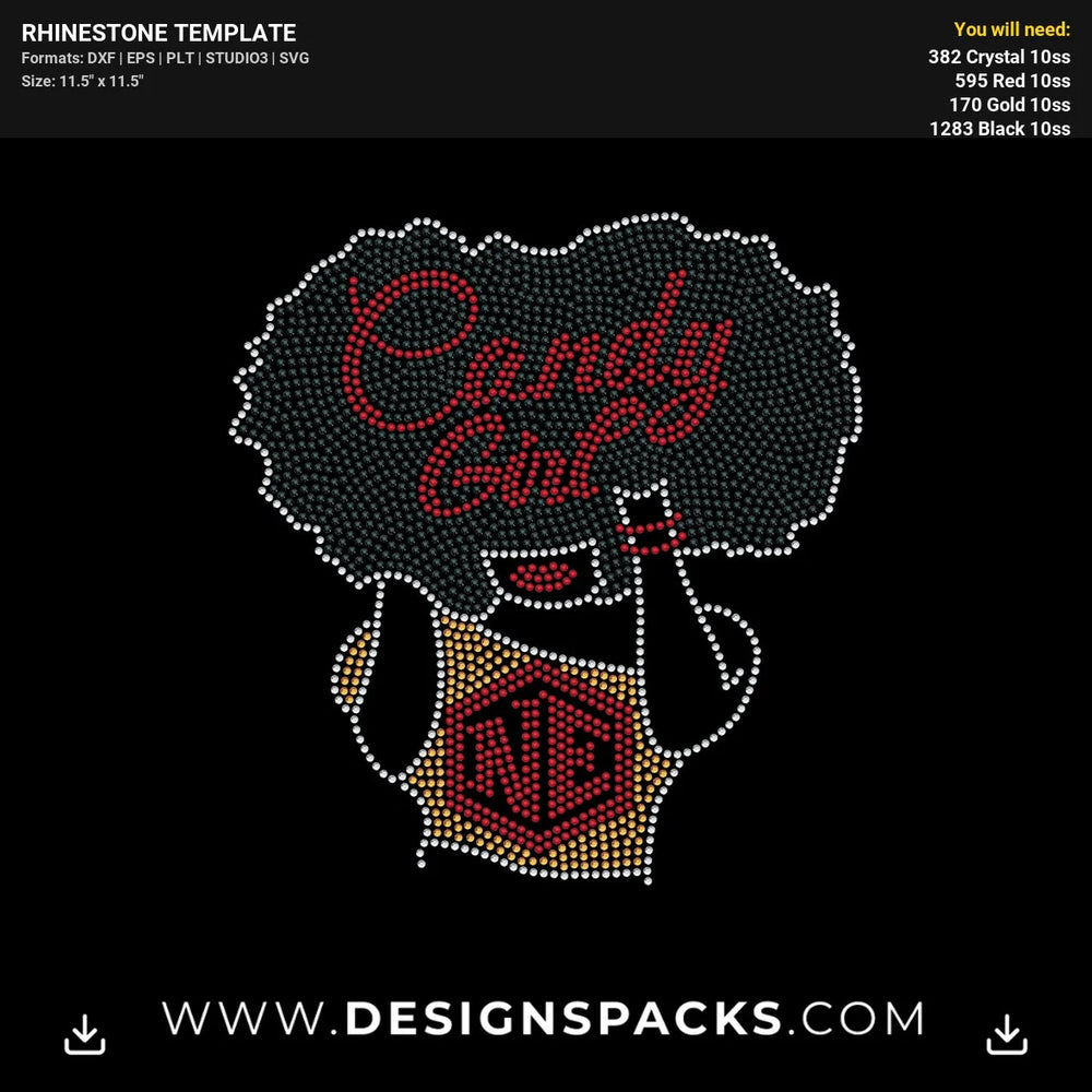 Candy Girl Woman Silhoutte Rhinestone Digital Template