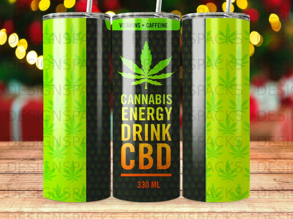 Cannabis CBD Energy Drink Design Tumbler Digital Wrap Design