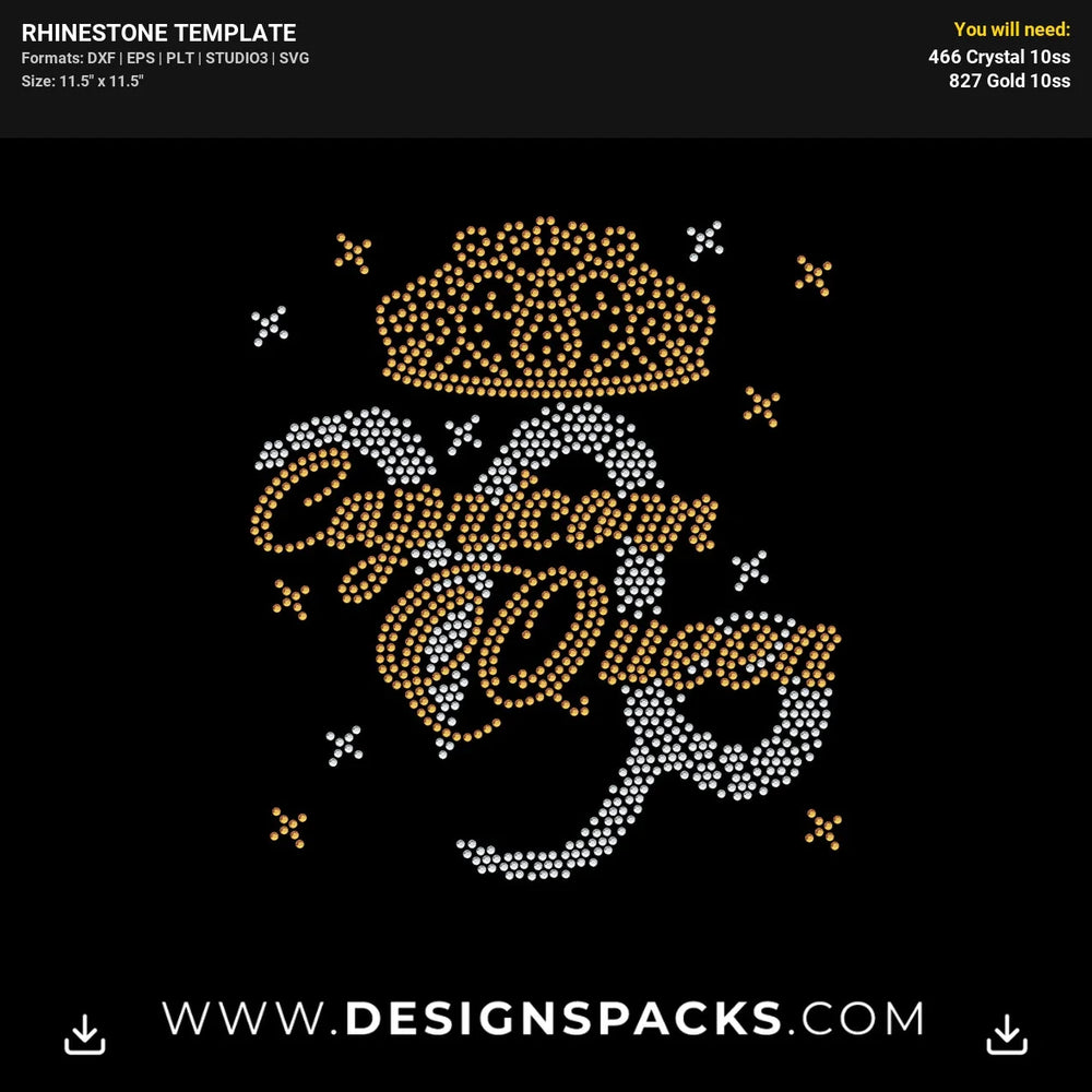 Capricorn Symbol Queen Crown Rhinestone Digital Template