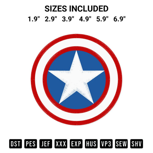 Captain America Logo Embroidery Design