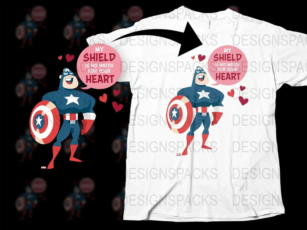 Captain America Valentine's Day Love Shield Png Digital Download