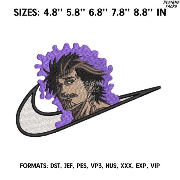 Captain Yami embroidery design file, Black Clover Anime Embroidery Design File,, Anime Pes