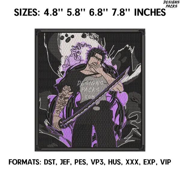 Captain Yami embroidery design file, Black Clover Anime Embroidery Design File,, Anime Pes
