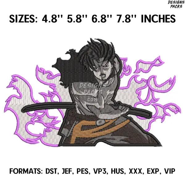 Captain Yami embroidery design file, Anime Embroidery Design File,, Black Clover Embroidery
