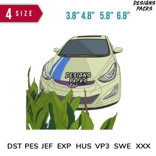 Car decal design with blue stripe, available in 4 sizes for embroidery formats DST PES JEF EXP