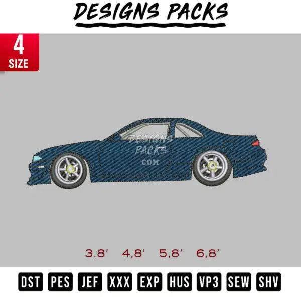 Car Blue Embroidery Design 