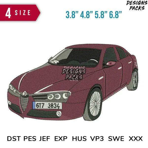 Car Burgundy Embroidery Design  3.8" 4.8" 5.8" 6.8"