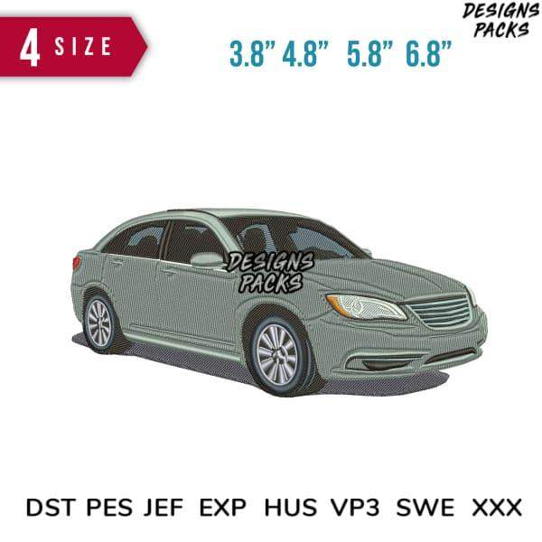 Embroidery design of a sedan car in 4 sizes, compatible with DST PES JEF formats for machine embroidery