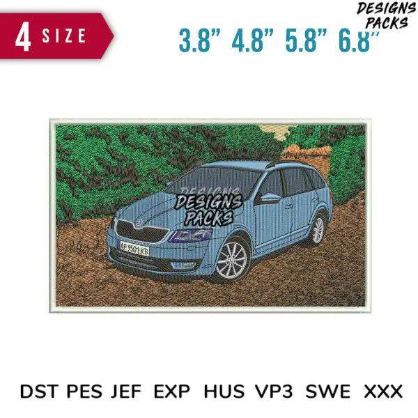 Car Skoda Break Embroidery Design  3.8" 4.8" 5.8" 6.8"
