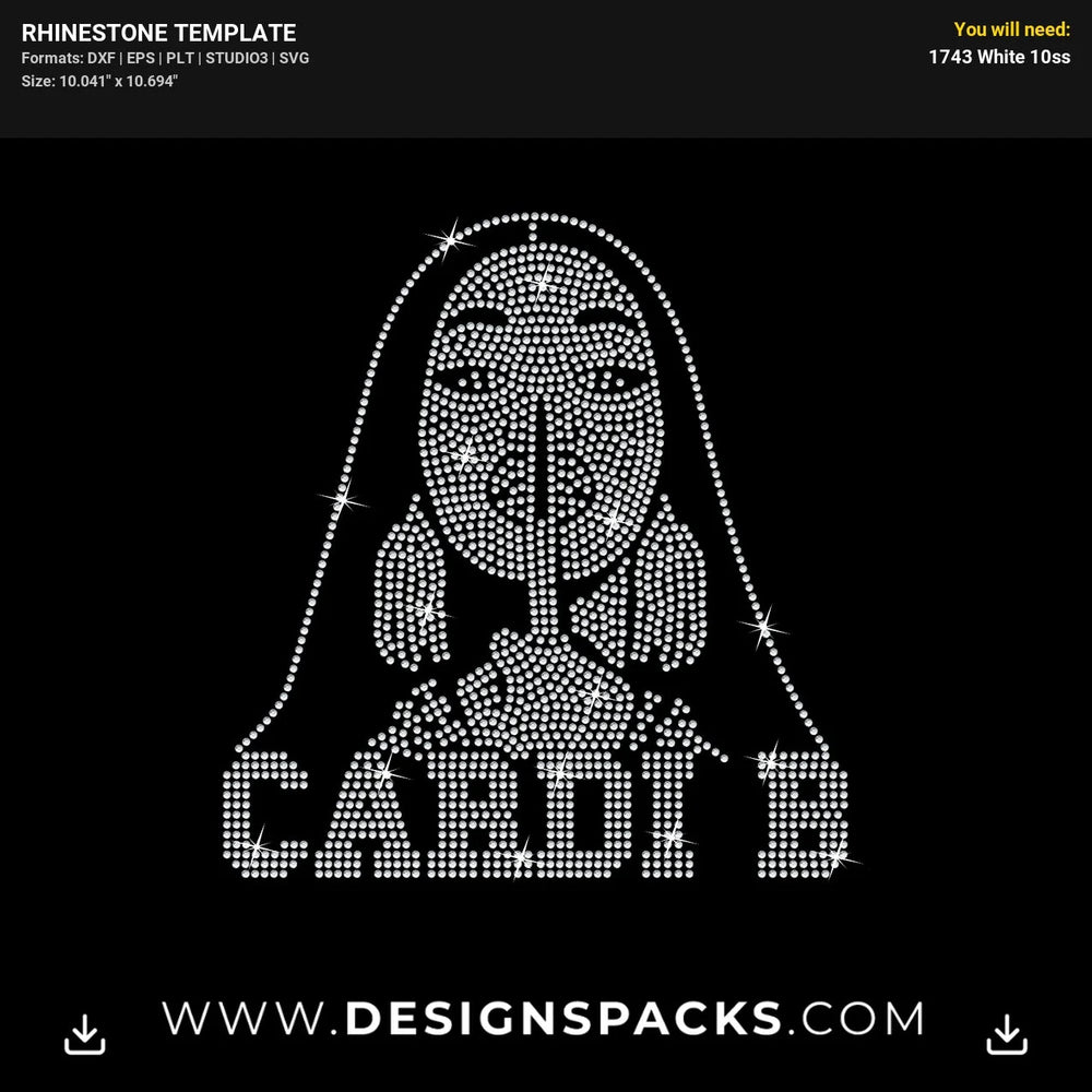 Cardi B Middle Finger Rhinestone Digital Template