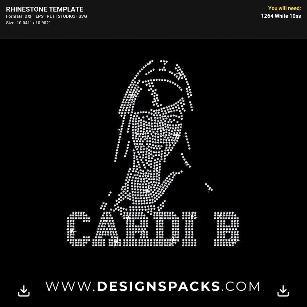 Cardi B Tongue Rhinestone Digital Template