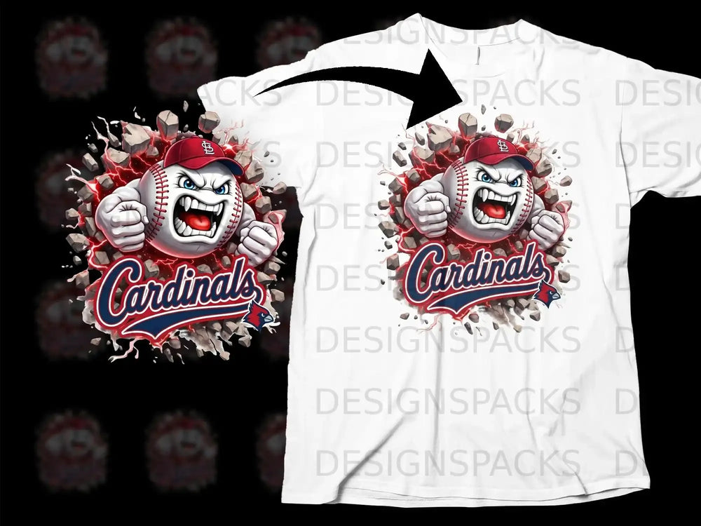 Cardinals Baseball Graphic T-Shirt with Angry Mascot
