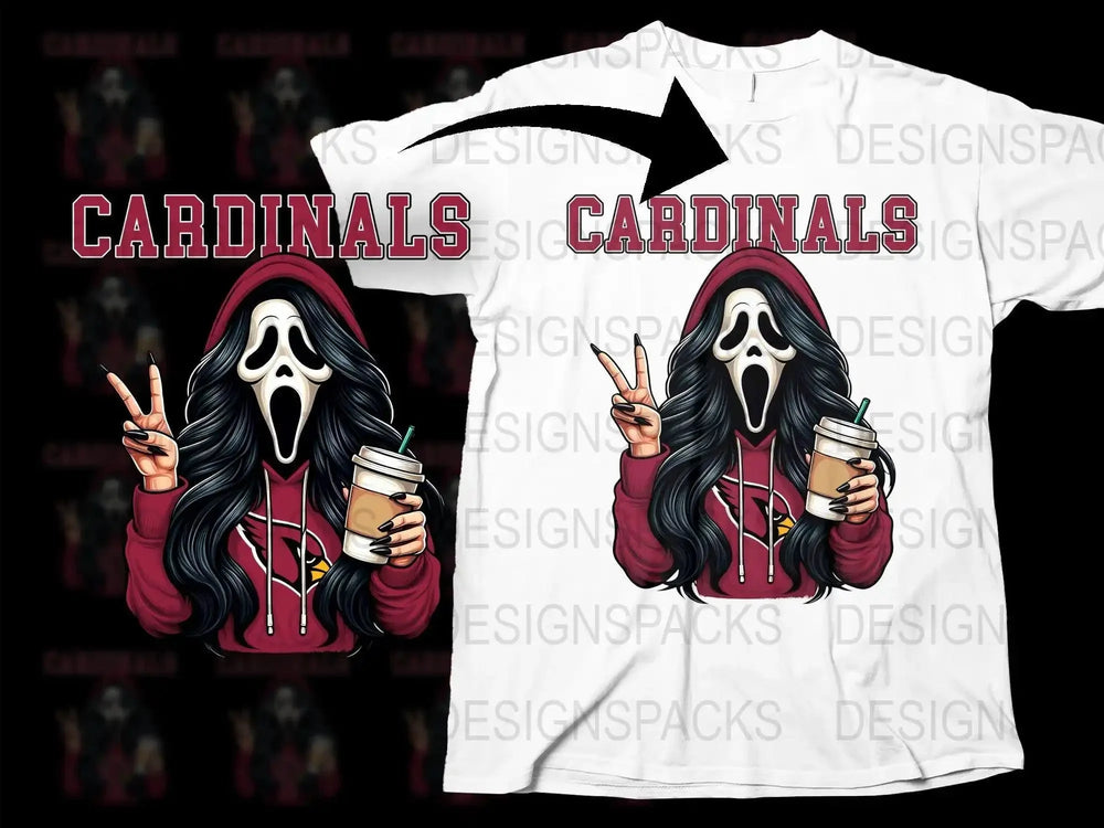 Cardinals GhostFace Scream Girl NFL Team Png Digital Download