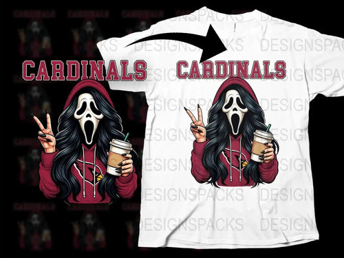 Cardinals GhostFace Scream Girl NFL Team Png Digital Download