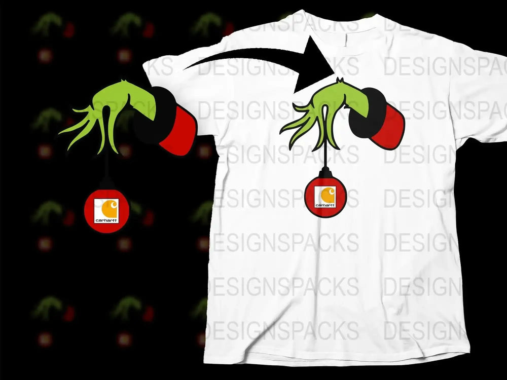 Unique White T-Shirt with Green Monster Hands Graphic, Fun Party Wear, Unisex Clothing