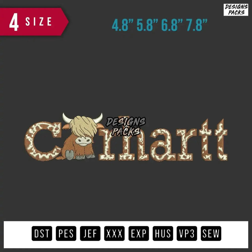 Carhartt Cow Embroidery Design