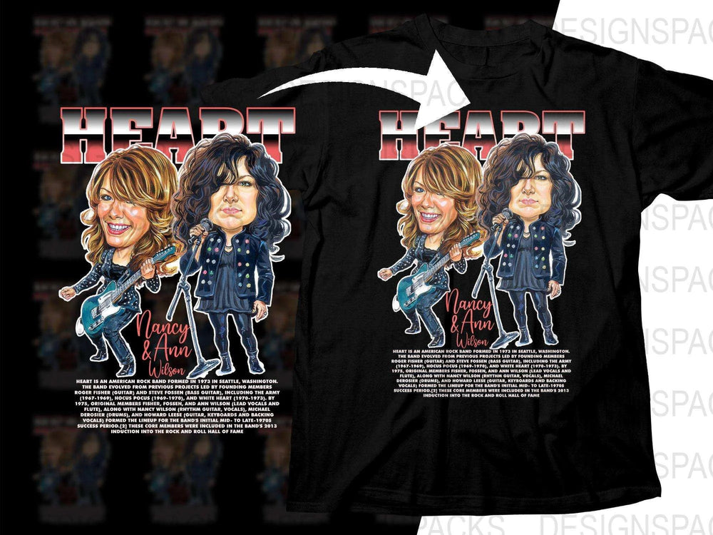 Caricature Heart Nancy And Ann Wilson Rock Legend Png Digital Download